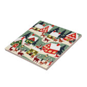 Kerstboom Kerstdorp sneeuwfoto Tegeltje (Zijkant)