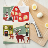 Kerstboom Kerstdorp sneeuwfoto Theedoek (Quarter Fold)