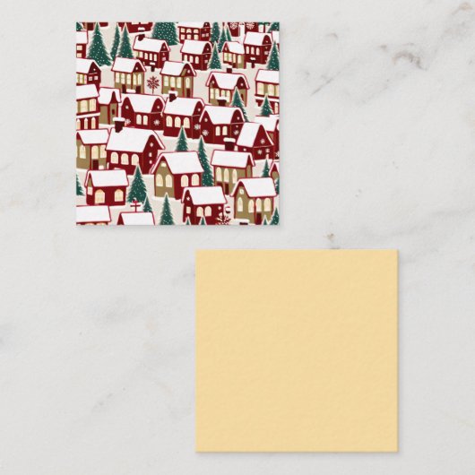 Kerstboom Kerstdorp sneeuwfoto Vierkante Visitekaartje (Voorkant / Achterkant)