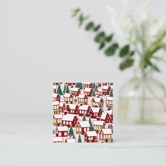 Kerstboom Kerstdorp sneeuwfoto Vierkante Visitekaartje (Staand voorkant)