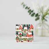 Kerstboom Kerstdorp sneeuwfoto Vierkante Visitekaartje (Staand voorkant)