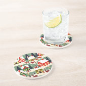 Kerstboom Kerstdorp sneeuwfoto Zandsteen Onderzetter (Zijkant)