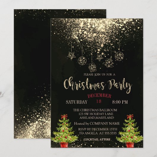 Kerstboom, kerstfeest- en kerstfeestdag kaart (Voorkant / Achterkant)