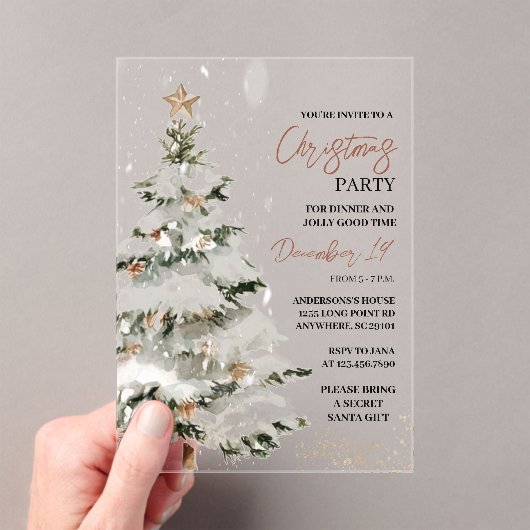 "Kerstboom kerstfeest | feestdag Acryl Uitnodigingen (Insitu (Draagbaar))