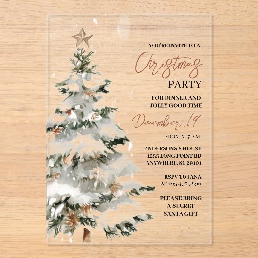 "Kerstboom kerstfeest | feestdag Acryl Uitnodigingen (Voorkant)