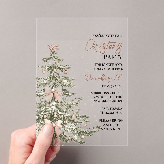 "Kerstboom kerstfeest | feestdag Acryl Uitnodigingen (Insitu (Draagbaar))