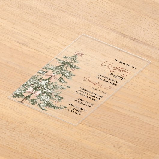 "Kerstboom kerstfeest | feestdag Acryl Uitnodigingen (Laagn)