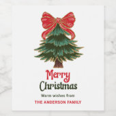 Kerstboom Kerstfeest Wijn Etiket (Enkel label)