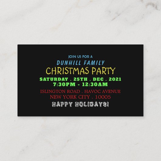 kerstboom, kerstfeestelijke uitnodiging informatiekaartje (Achterkant)