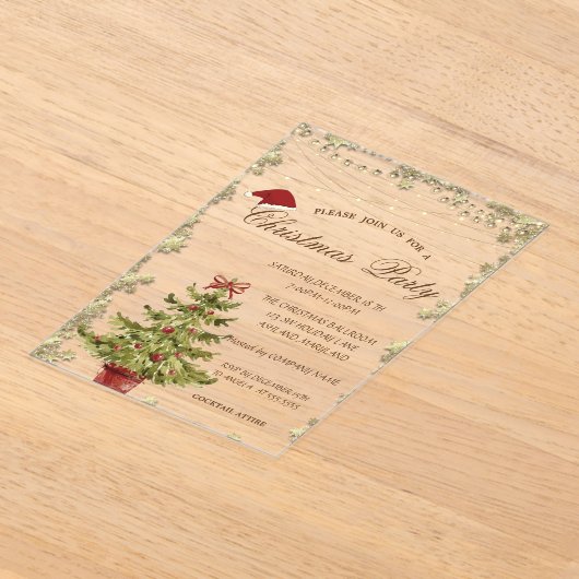Kerstboom, kerstfeestfeest acryl uitnodigingen (Laagn)
