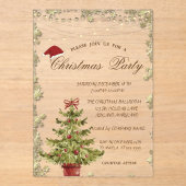 Kerstboom, kerstfeestfeest acryl uitnodigingen (Voorkant)
