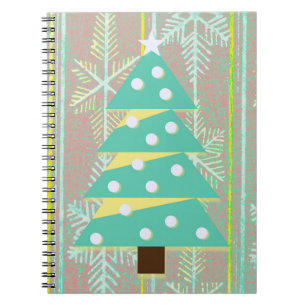 Kerstboom Kerstjournaal in vintage stijl met thema Notitieboek