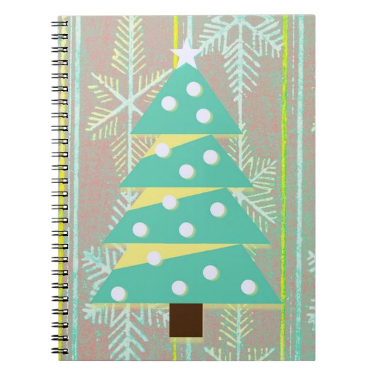 Kerstboom Kerstjournaal in vintage stijl met thema Notitieboek (Voorkant)