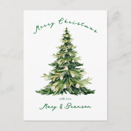 Kerstboom kerstkaart groen vintage schrift niet me feestdagenkaart