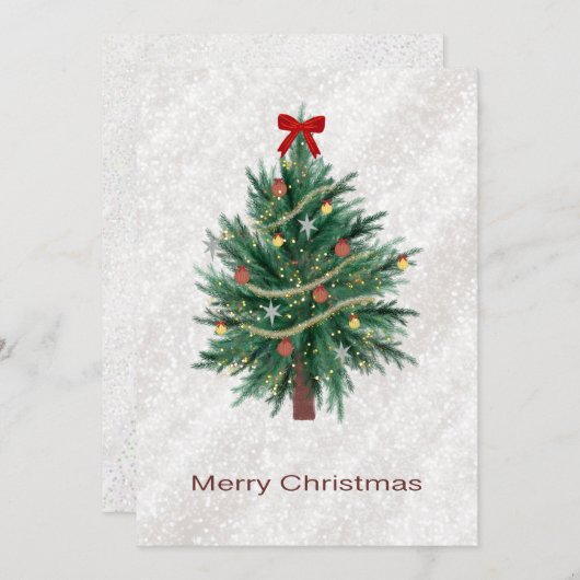 Kerstboom kerstkaart handgetekend (Voorkant / Achterkant)