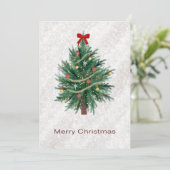 Kerstboom kerstkaart handgetekend (Staand voorkant)