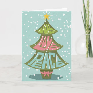 Kerstboom Kerstkaart met Vreugde Liefde Vrede Kaart