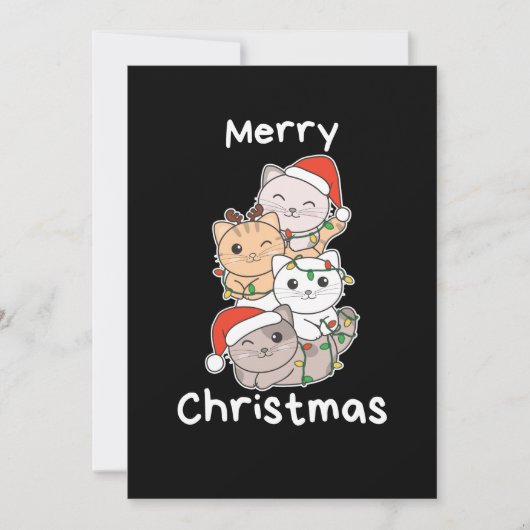 Kerstboom Kerstkatten Katten Feestdagenkaart (Voorkant)