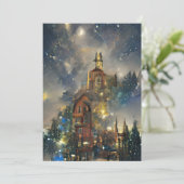 Kerstboom, kerstkerk bedankkaart (Staand voorkant)