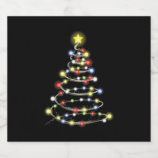 kerstboom kerstlicht sparkling wijnetiket (Enkel label)