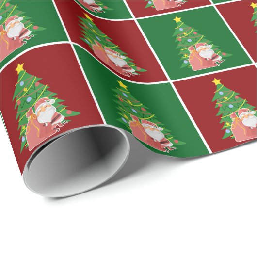 kerstboom | Kerstman | aanpasbaar Cadeaupapier (Rol Hoek)