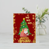 kerstboom | Kerstman | Aanpasbaar goud Folie Feestdagen Briefkaart (Staand Voorkant)