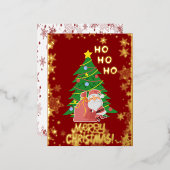 kerstboom | Kerstman | Aanpasbaar goud Folie Feestdagen Briefkaart (Voorkant / Achterkant)