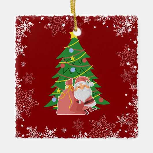 kerstboom | Kerstman | aanpasbaar Keramisch Ornament (Voorkant)