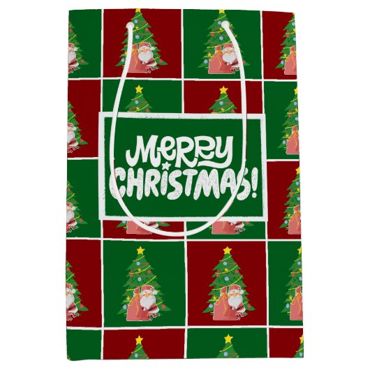 kerstboom | Kerstman | aanpasbaar Medium Cadeauzakje (Voorkant)