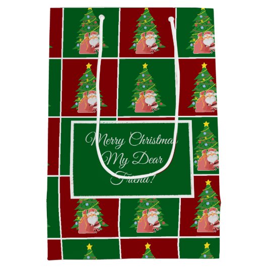 kerstboom | Kerstman | aanpasbaar Medium Cadeauzakje (Achterkant)