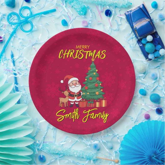 Kerstboom Kerstman Clause Papieren Bordje (Feest)