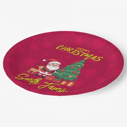 Kerstboom Kerstman Clause Papieren Bordje (Gekanteld)