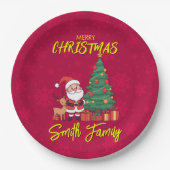 Kerstboom Kerstman Clause Papieren Bordje (Voorkant)