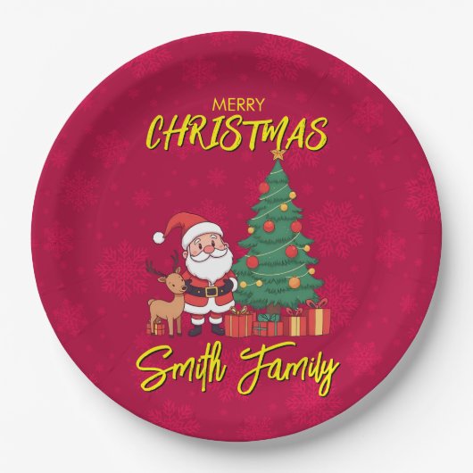 Kerstboom Kerstman Clause Papieren Bordje (Voorkant)