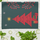 Kerstboom, Kerstman en Rudolph Theedoek (Gevouwen)