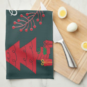 Kerstboom, Kerstman en Rudolph Theedoek (Quarter Fold)