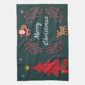 Kerstboom, Kerstman en Rudolph Theedoek (Verticaal)