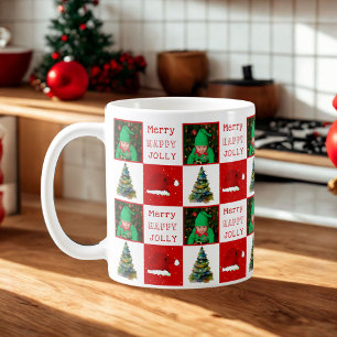 Kerstboom Kerstman Hoed Familie Foto Merry Jolly Koffiemok