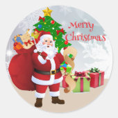 Kerstboom & Kerstman kaart envelop sticker (Voorkant)