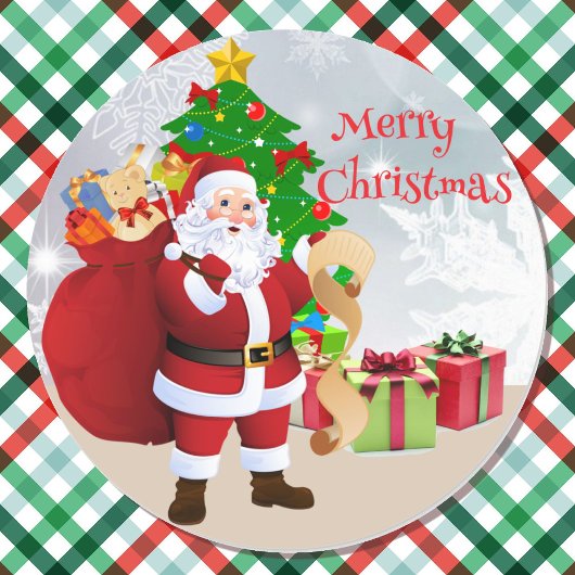 Kerstboom & Kerstman kaart envelop sticker