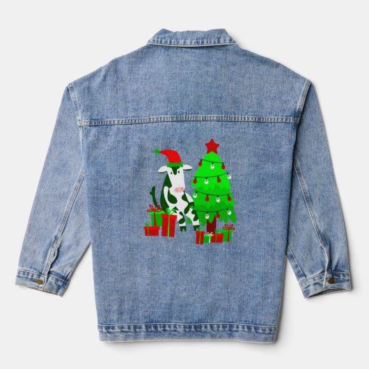 kerstboom-kerstman-koe denim jacket (Achterkant)