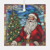 Kerstboom Kerstman Nep Gebrandschilderd Glas Ornament (Voorkant)