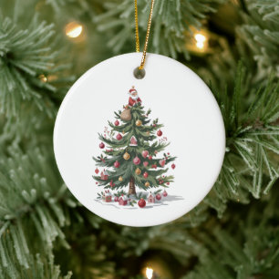 Kerstboom Kerstman Prettig Kerstfeest Keramisch Ornament