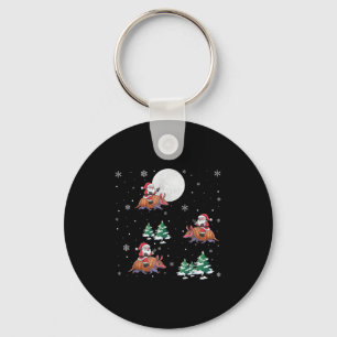 Kerstboom Kerstman Ridding Gordeldier Grappig Kers Sleutelhanger