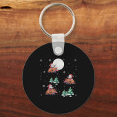 Kerstboom Kerstman Ridding Gordeldier Grappig Kers Sleutelhanger (Voorkant)