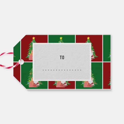 kerstboom | Kerstman | rood groen Cadeaulabel (Achterkant Horizontaal)