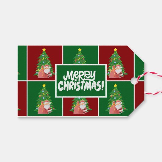 kerstboom | Kerstman | rood groen Cadeaulabel (Voorkant (Horizontaal))