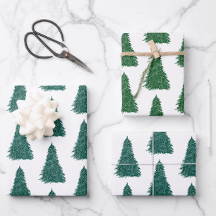 Kerstboom Kerstmis Altijdgroen Kerstpatroon Inpakpapier Vel