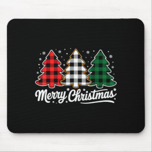 Kerstboom Kerstmis Buffalo Plaid Rood Wit Muismat