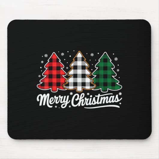 Kerstboom Kerstmis Buffalo Plaid Rood Wit Muismat (Voorkant)